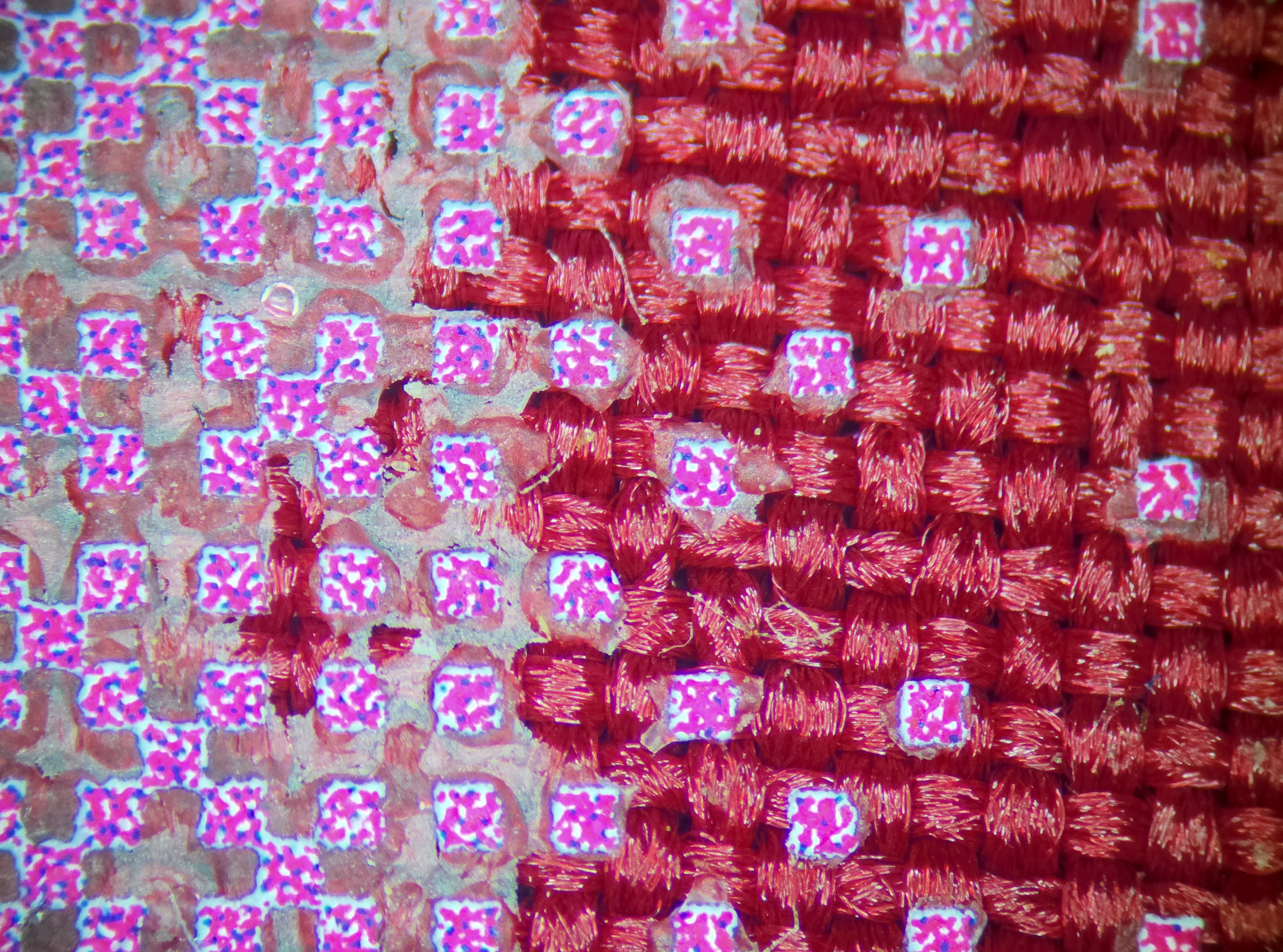 Adhesive bridging between nearby elements