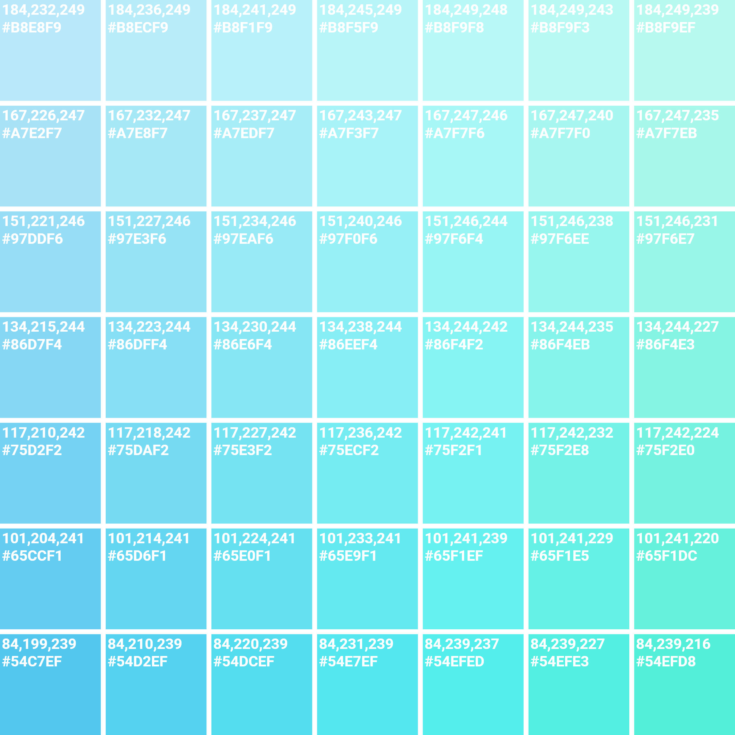 Shades Of Blue Eye Color Chart