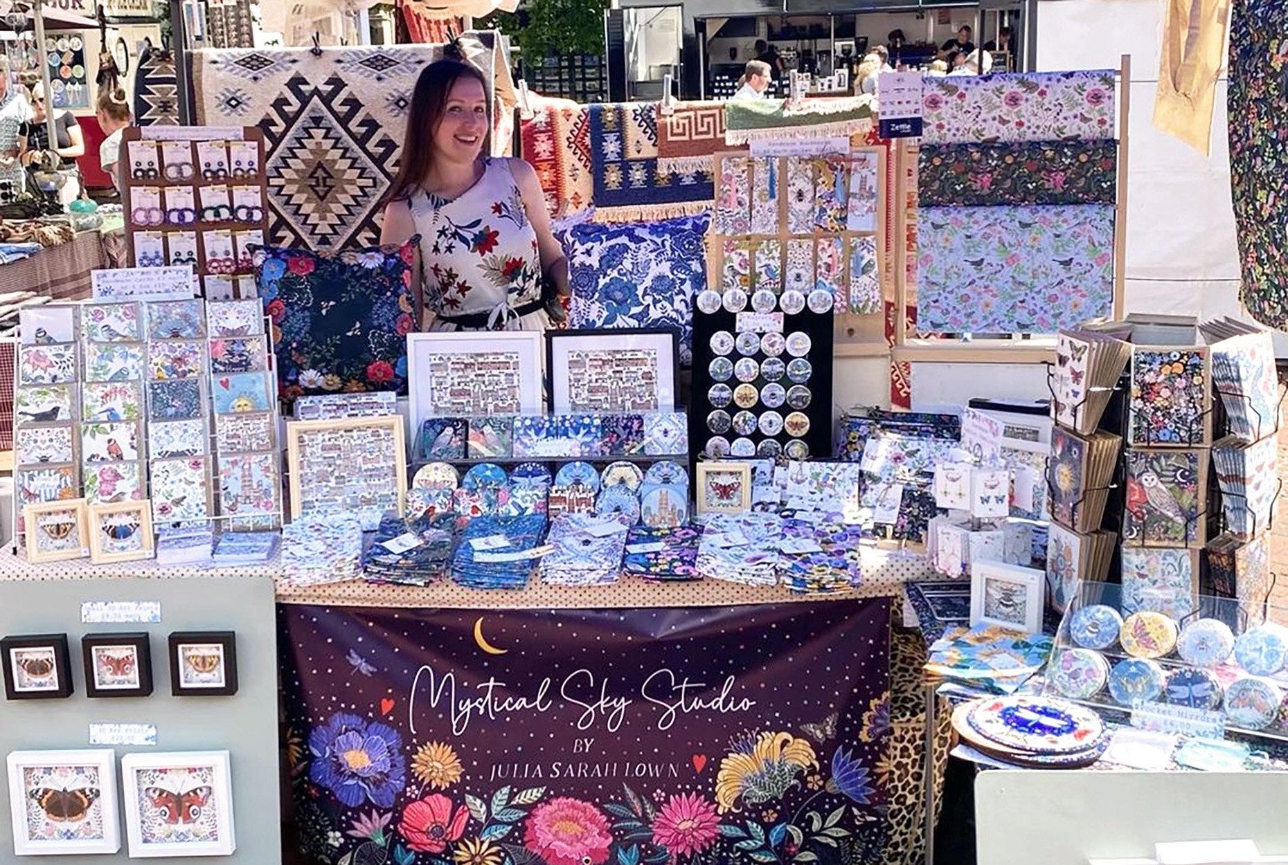 Julia Sarah Lown selling her products made using custom printed fabric