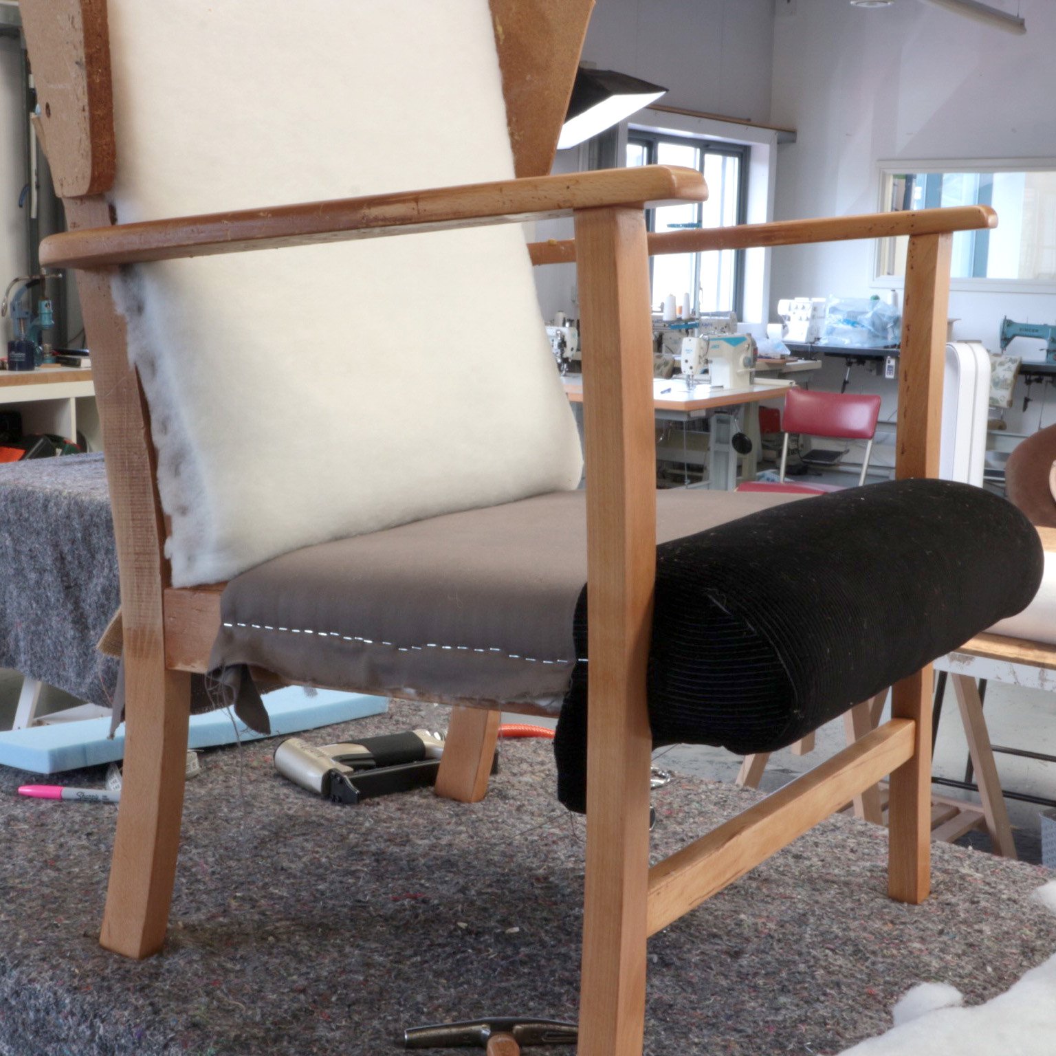 Students' work at the School of Upholstery exhibition