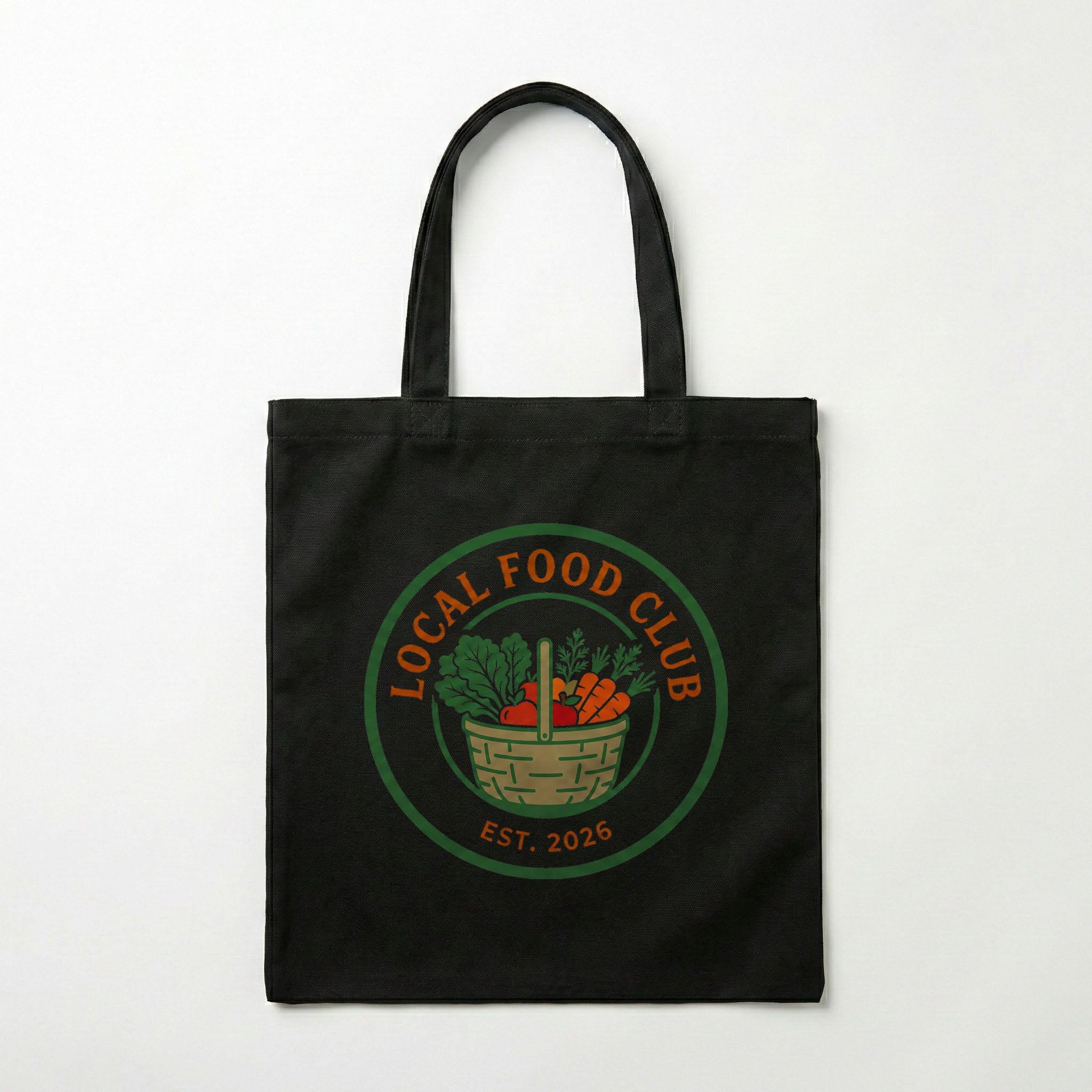 A black Tote with a DTF print