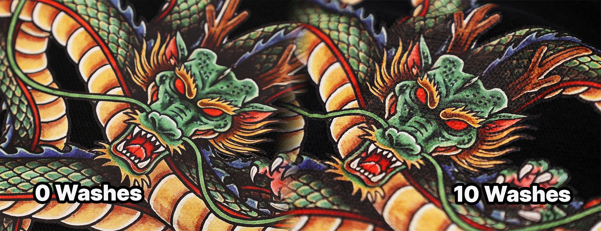 A wash test comparison between 0 washes and 10 washes