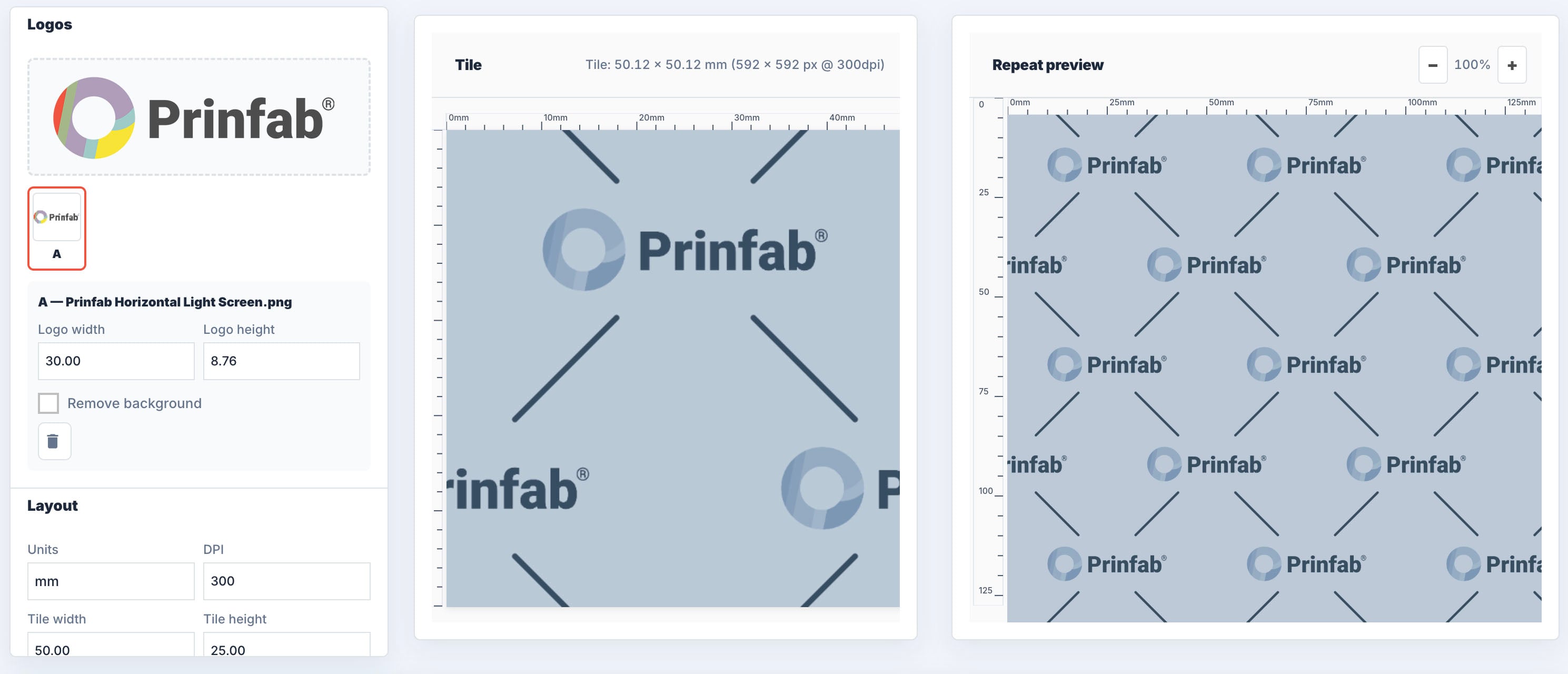 Original logo, tile, and repeated lining pattern